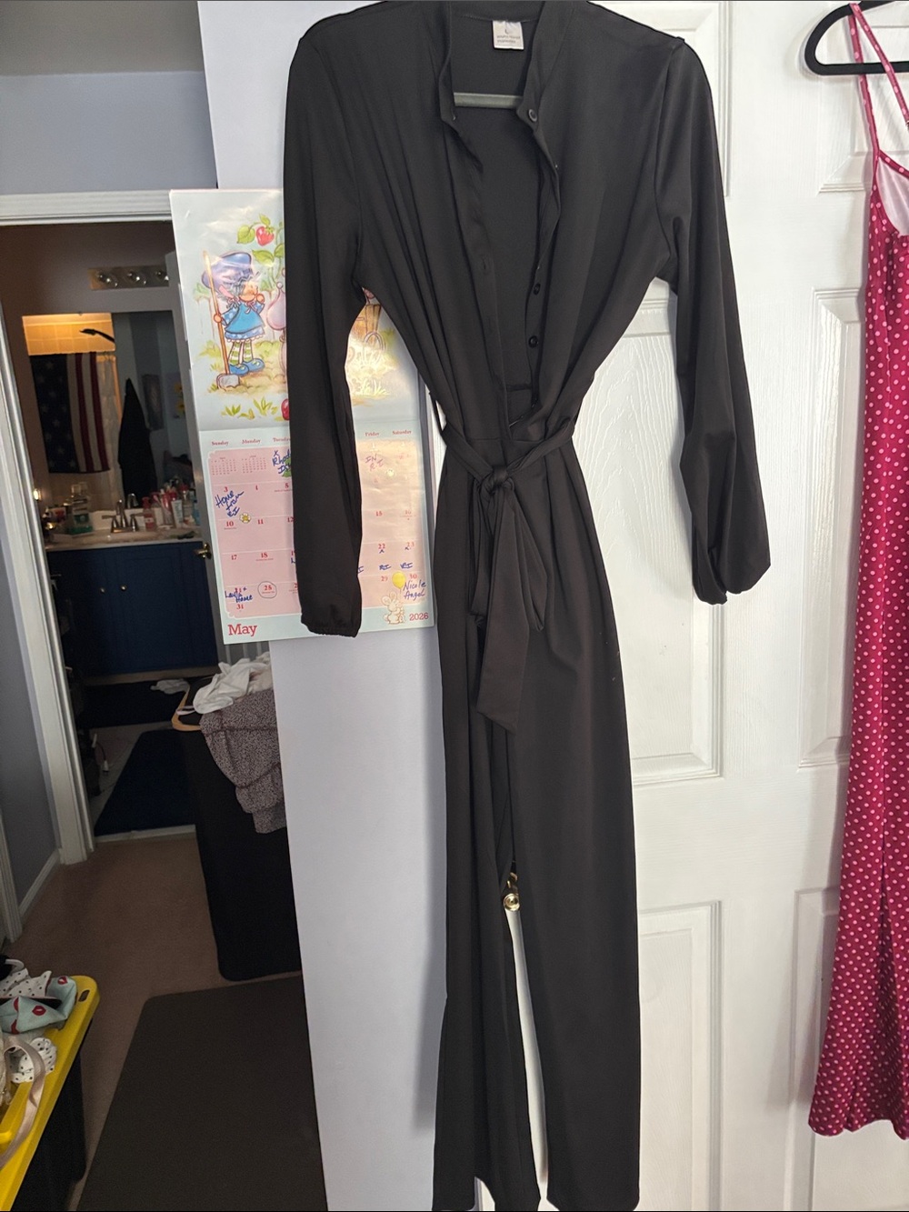 Express Black Long-Sleeve Belted Jumpsuit